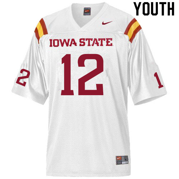 Iowa State Cyclones Youth #12 Hunter Dekkers Nike NCAA Authentic White College Stitched Football Jersey ZQ42H08OD